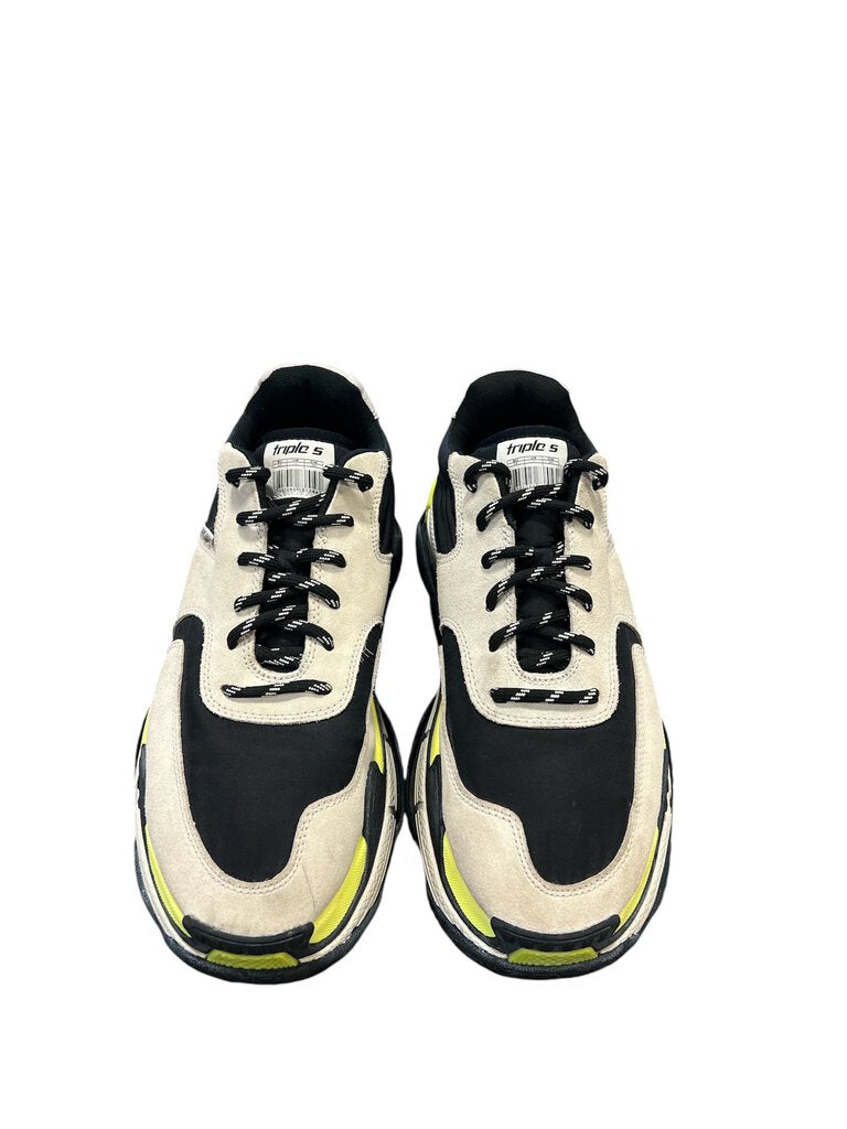 **USED** BALENCIAGA TRIPLE S GREEN GREY BLACK